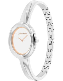 Twisted Bezel Stainless Steel Watch in White