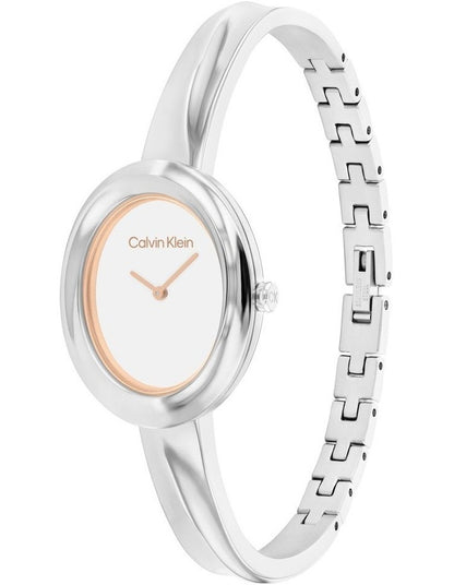 Twisted Bezel Stainless Steel Watch in White