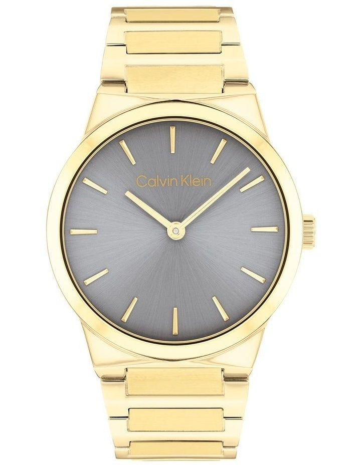 Linear Elegance Ionic Plated Thin Steel Watch in Grey