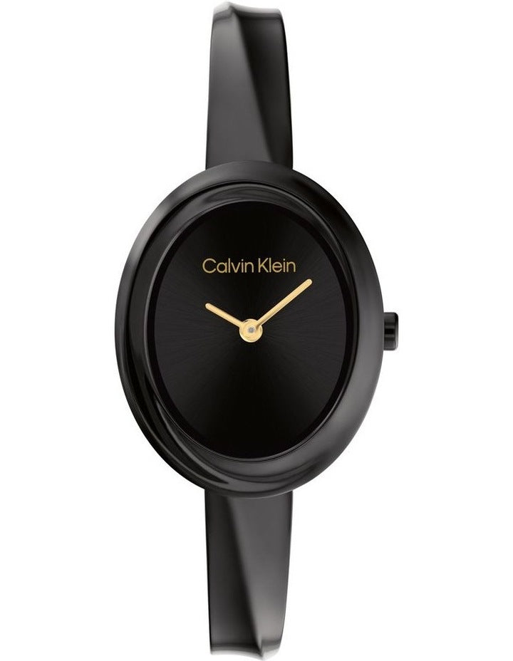 Twisted Bezel Bangle Ionic Plated Steel Watch in Black