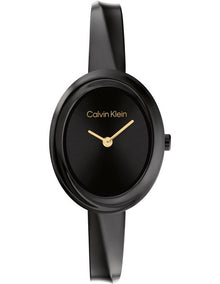 Twisted Bezel Bangle Ionic Plated Steel Watch in Black