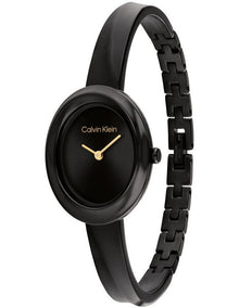 Twisted Bezel Bangle Ionic Plated Steel Watch in Black