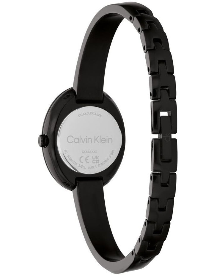 Twisted Bezel Bangle Ionic Plated Steel Watch in Black
