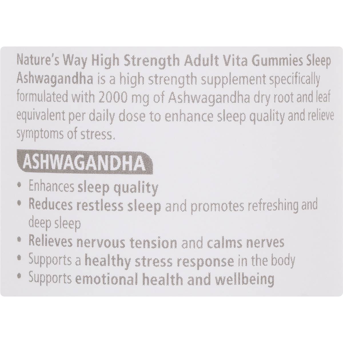 Nature's Way High Strength Sleep Ashwagandha Adult Vita Gummies 40 pack