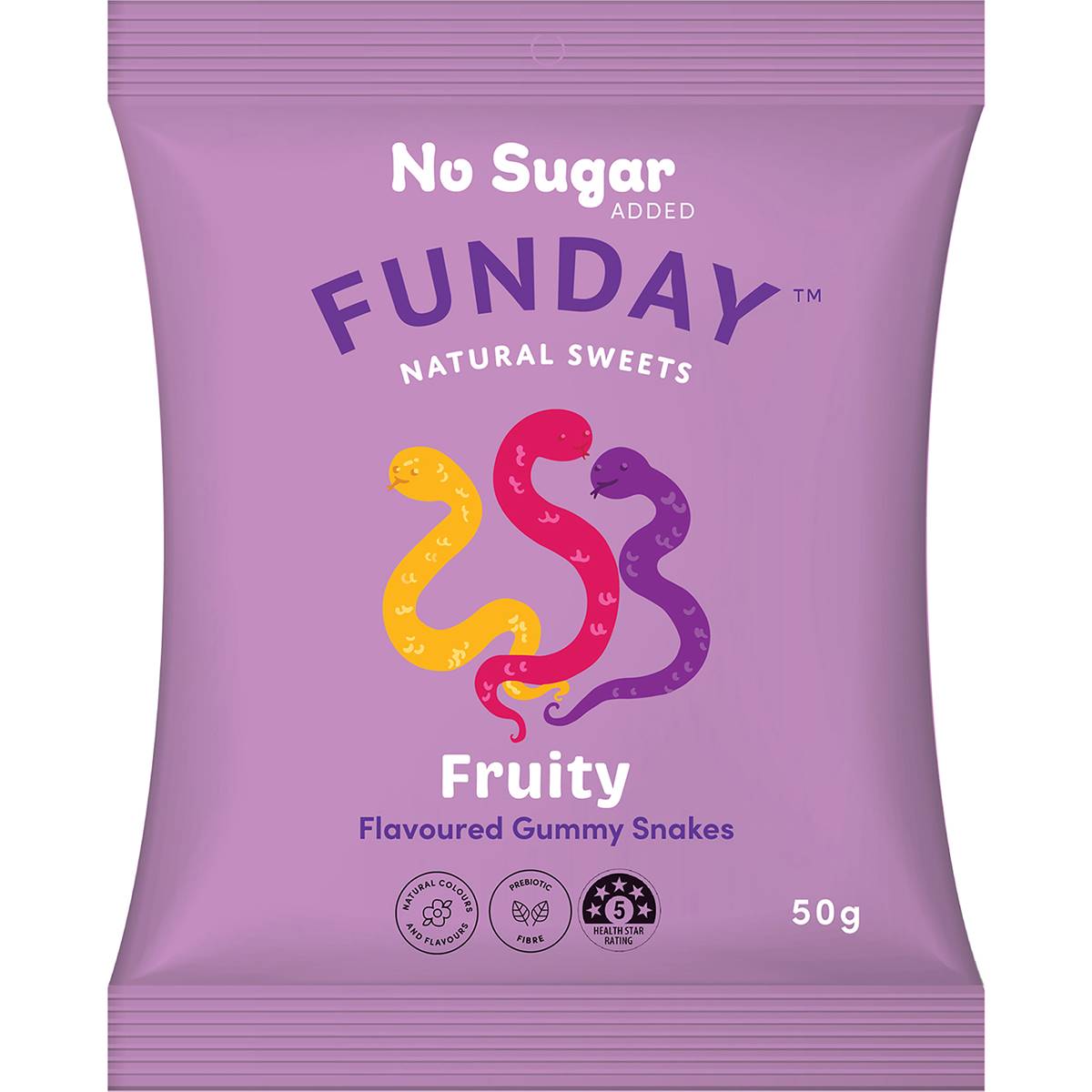 Funday Fruity Flavoured Gummy Snakes 50g