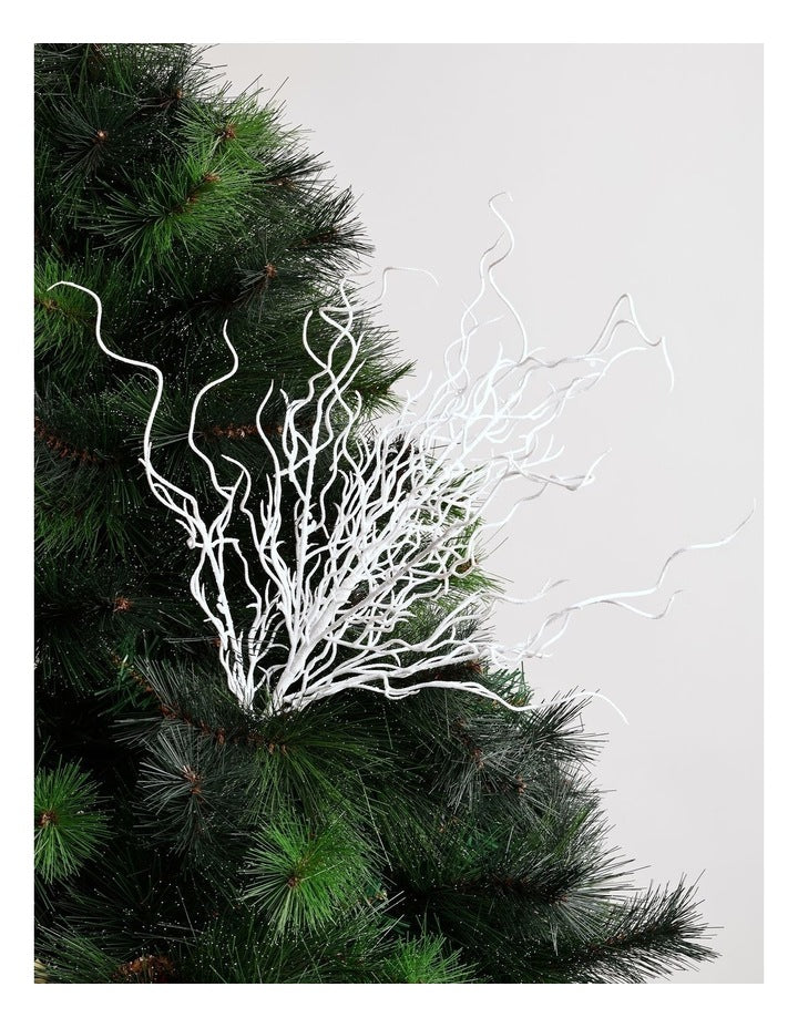 Eucalyptus Christmas Glitter Coral Pick 50cm in White