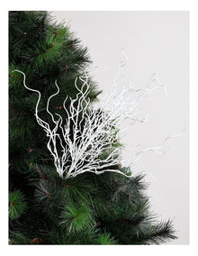 Eucalyptus Christmas Glitter Coral Pick 50cm in White