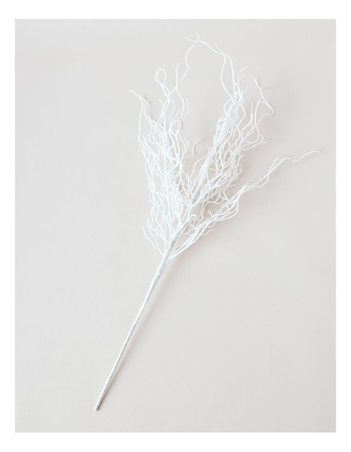 Eucalyptus Christmas Glitter Coral Pick 50cm in White