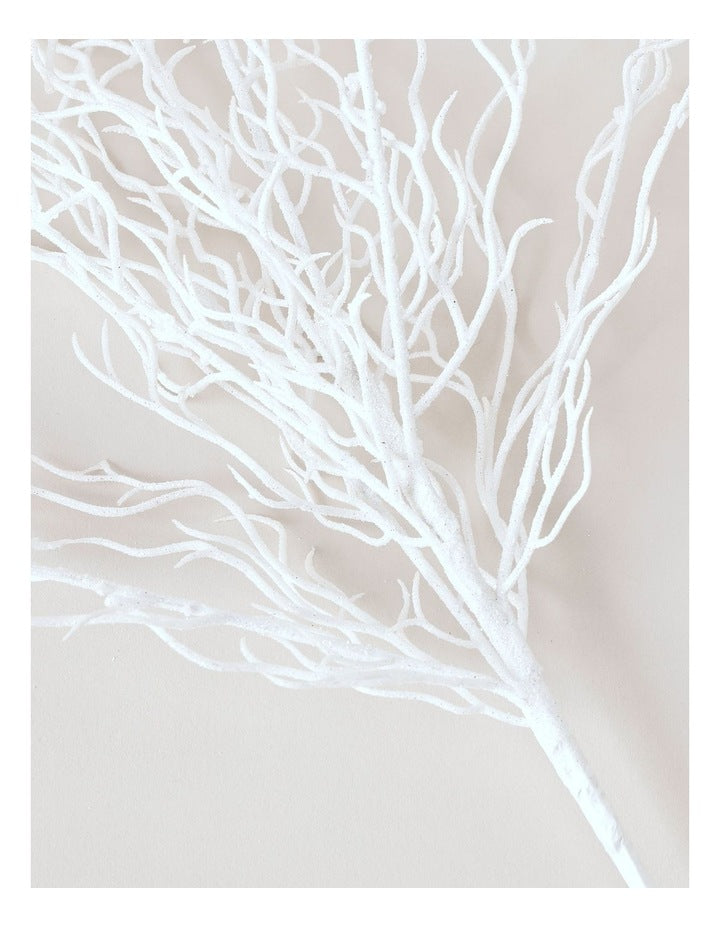 Eucalyptus Christmas Glitter Coral Pick 50cm in White