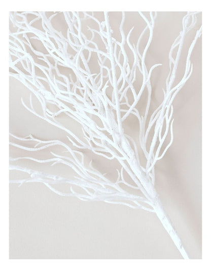 Eucalyptus Christmas Glitter Coral Pick 50cm in White