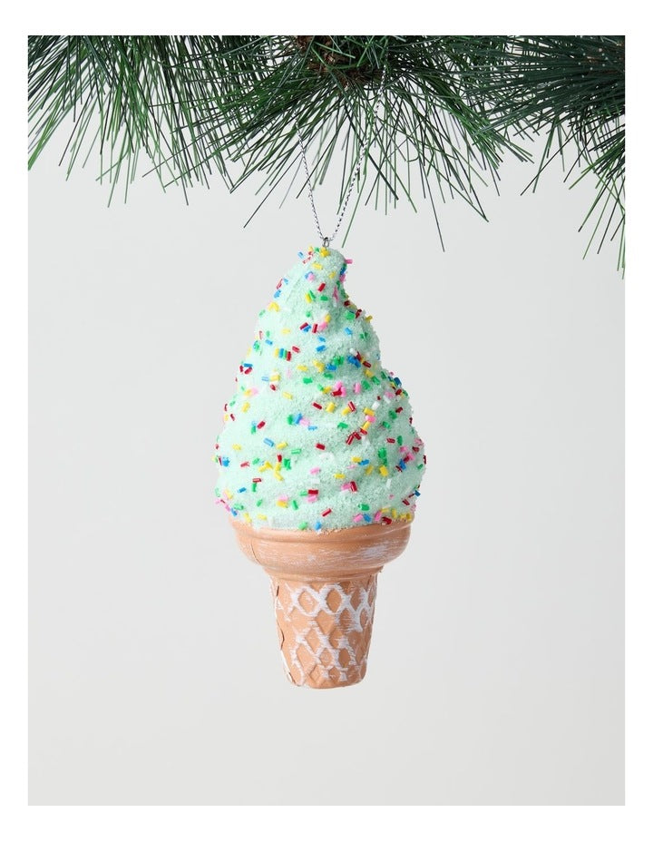Nostalgia Christmas Icecream Cone Ornament 15cm in Mint