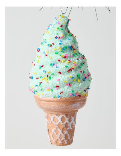 Nostalgia Christmas Icecream Cone Ornament 15cm in Mint