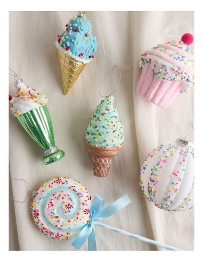 Nostalgia Christmas Icecream Cone Ornament 15cm in Mint