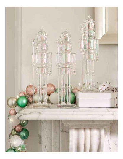 Candyland Christmas Iridescent Nutcracker 29cm in Clear