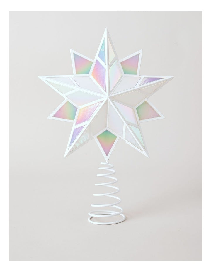 Candyland Christmas Iridescent Star Tree Topper 30cm in White