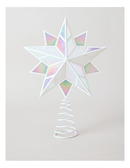 Candyland Christmas Iridescent Star Tree Topper 30cm in White