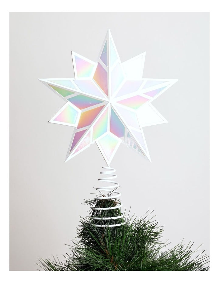 Candyland Christmas Iridescent Star Tree Topper 30cm in White