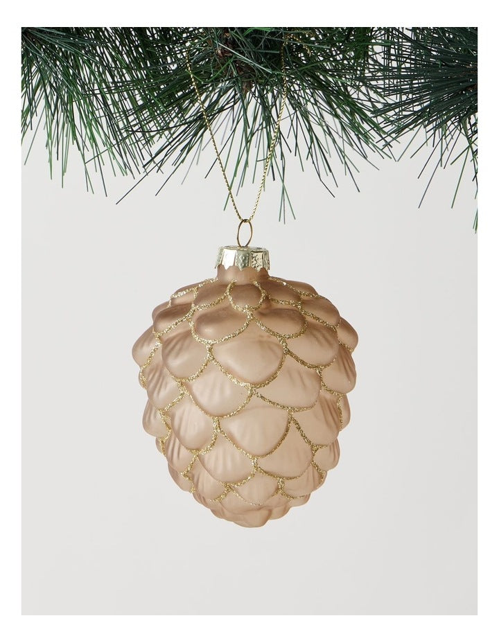 Harvest Christmas Glass Glitter Acorn Ornament 9cm in Brown