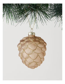 Harvest Christmas Glass Glitter Acorn Ornament 9cm in Brown
