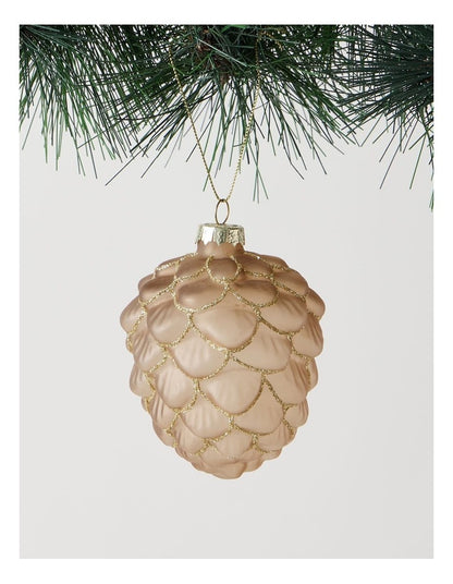 Harvest Christmas Glass Glitter Acorn Ornament 9cm in Brown