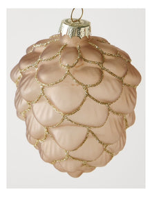 Harvest Christmas Glass Glitter Acorn Ornament 9cm in Brown