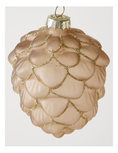 Harvest Christmas Glass Glitter Acorn Ornament 9cm in Brown