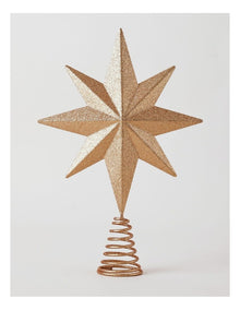 Harvest Christmas Metal Star Tree Topper 30cm in Brown