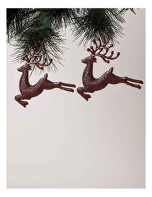 Harvest Christmas 6 pk Reindeer Ornaments 12cm in Brown