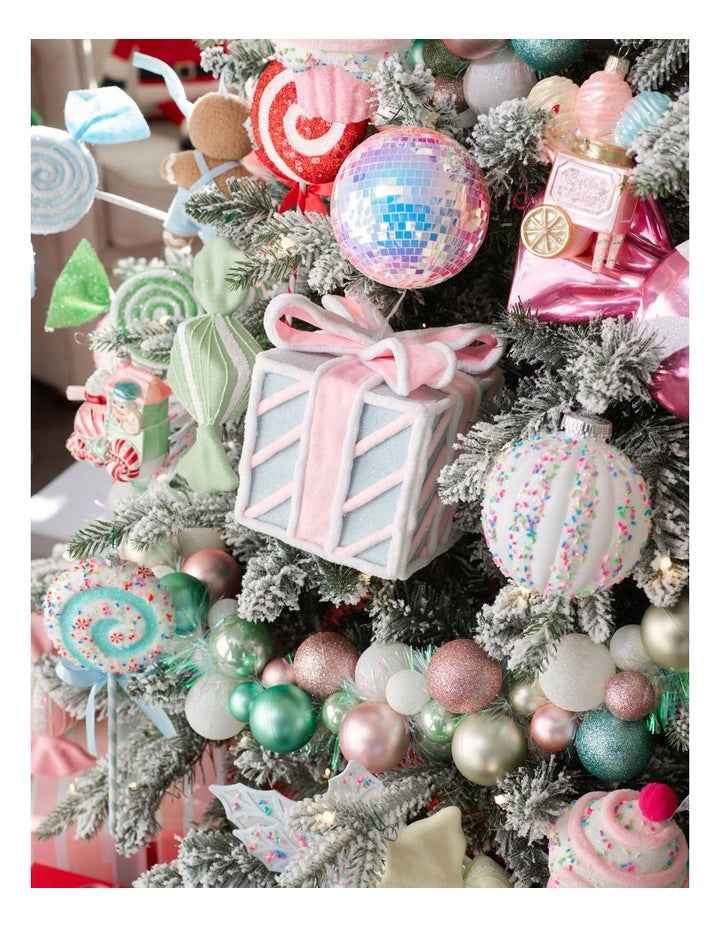 Candyland Christmas Present Ornament 15cm in Pink/Blue