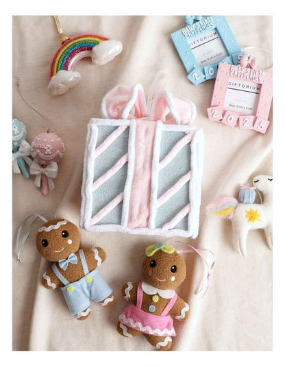 Candyland Christmas Present Ornament 15cm in Pink/Blue