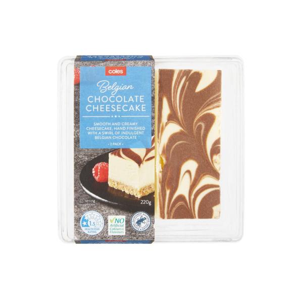 COLES BELGIAN CHEESECAKE SLICE 2PK 220G