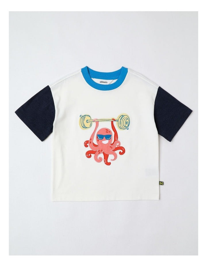 Applique Tee in Ecru