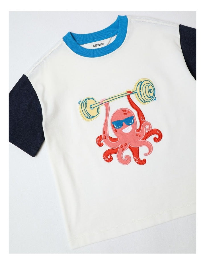 Applique Tee in Ecru