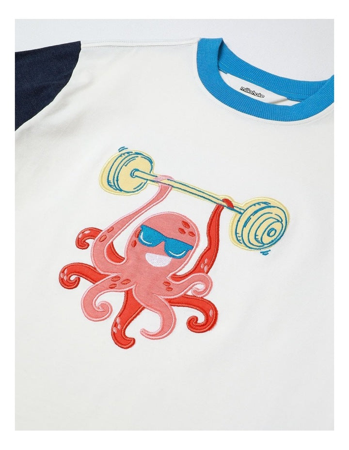 Applique Tee in Ecru