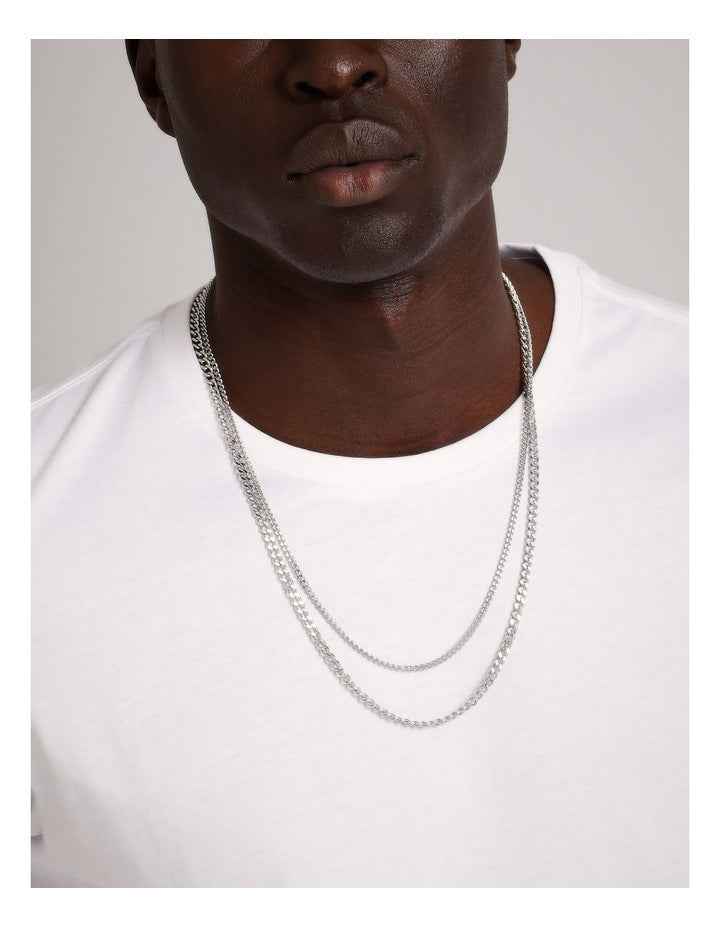 Double Chain Necklace in Silver