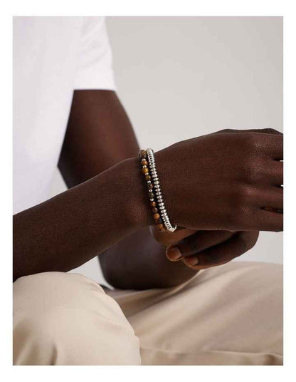 Thin Beaded Bracelet 2Pk in Brown