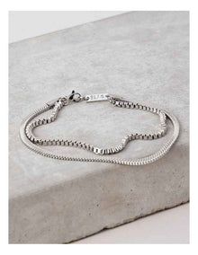 Thin Chain Bracelets 2Pk in Silver