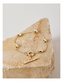 T-Bar & Bead Bracelet in Gold