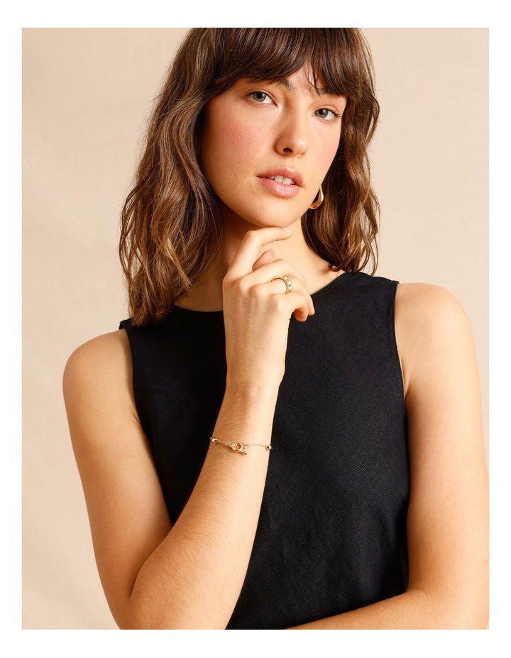 T-Bar & Bead Bracelet in Gold