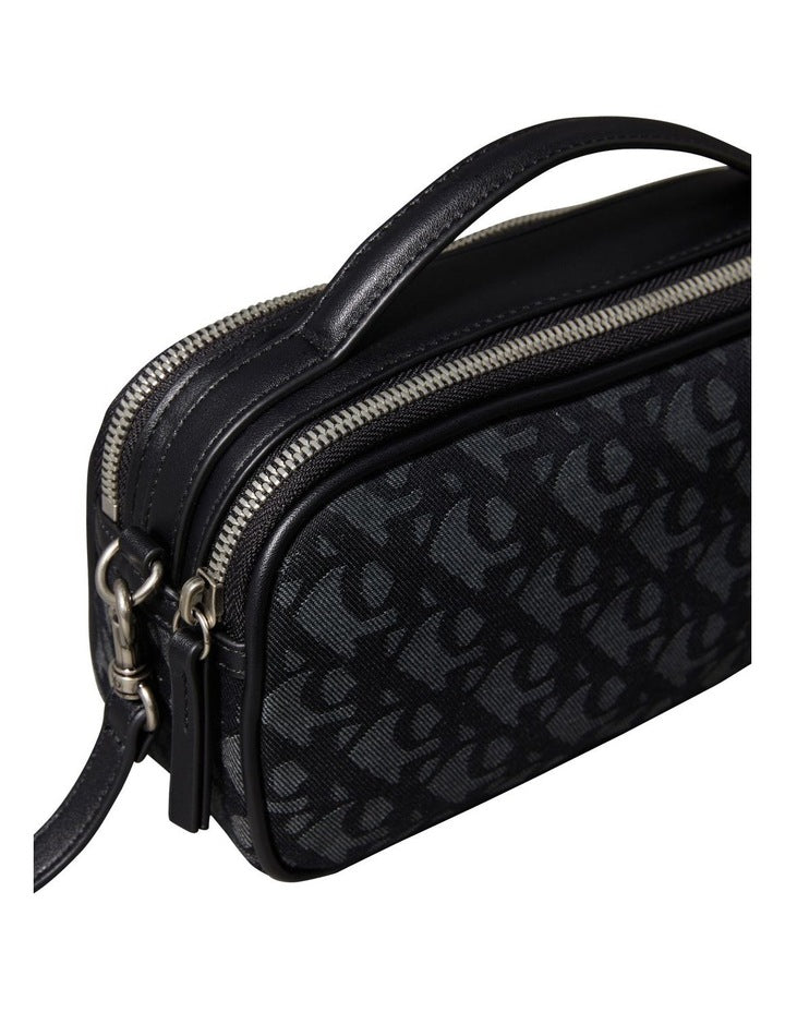Monogram Camera Crossbody Bag in Black Denim