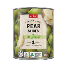 COLES PEAR SLICES IN JUICE 825G