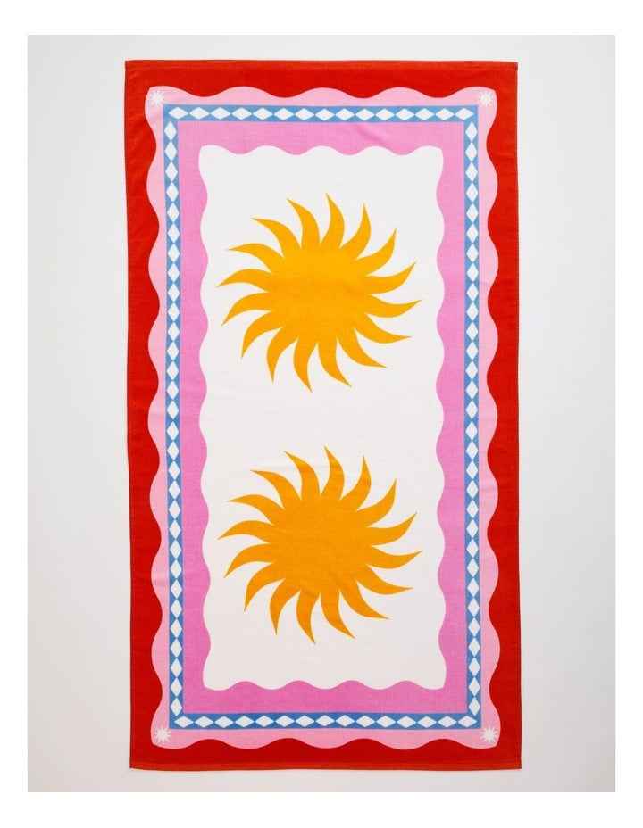 Le Soleil Printed Velour Beach Towel in Multi