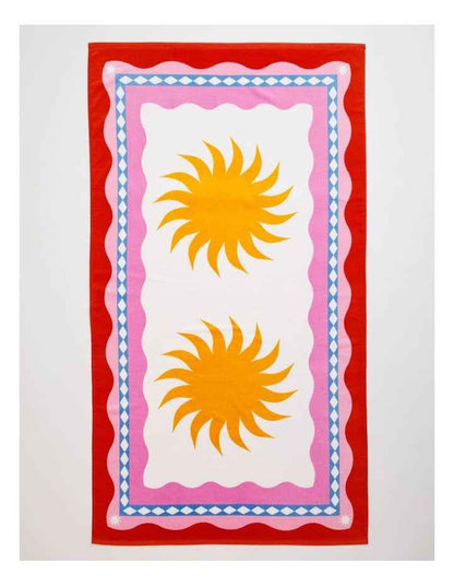 Le Soleil Printed Velour Beach Towel in Multi