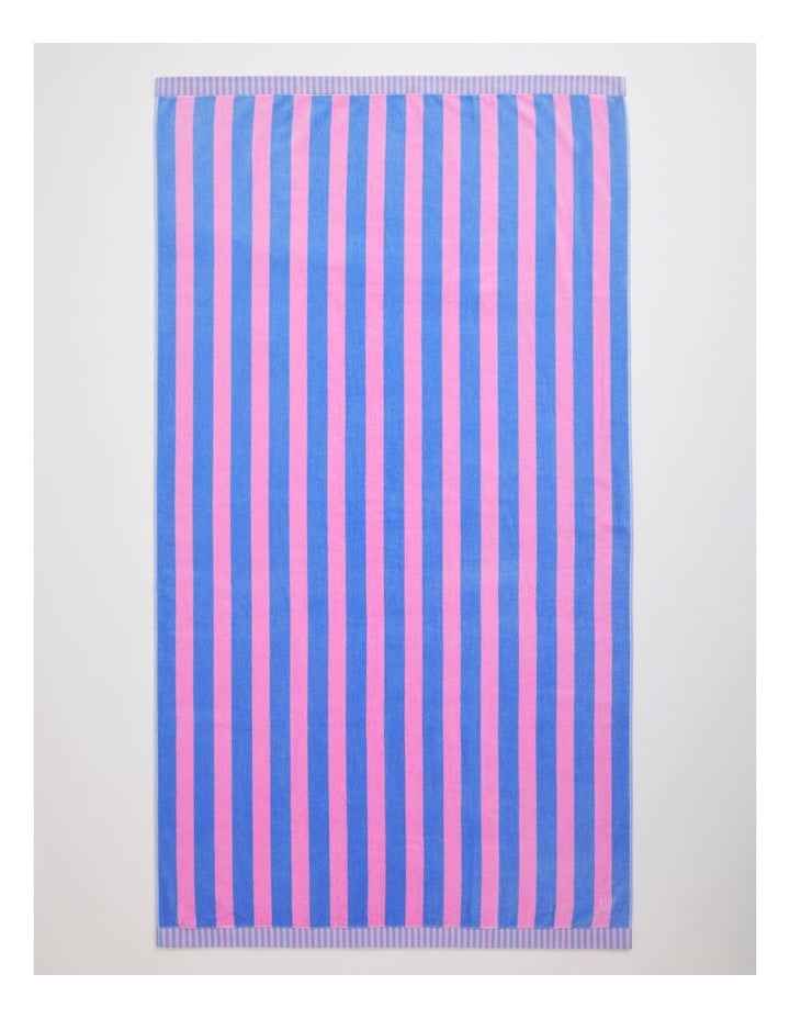 Reverse Stripe Terry Beach Towel in Candy