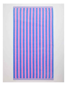 Reverse Stripe Terry Beach Towel in Candy