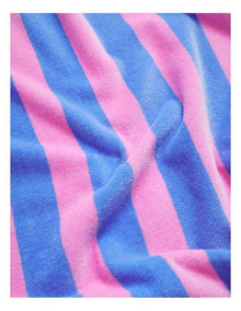 Reverse Stripe Terry Beach Towel in Candy
