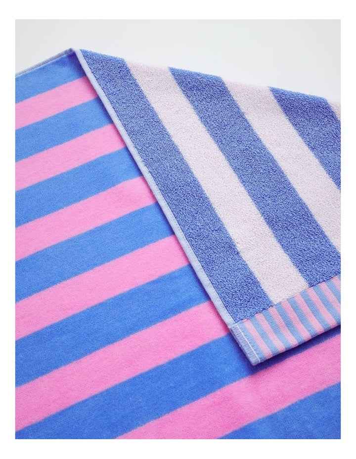 Reverse Stripe Terry Beach Towel in Candy