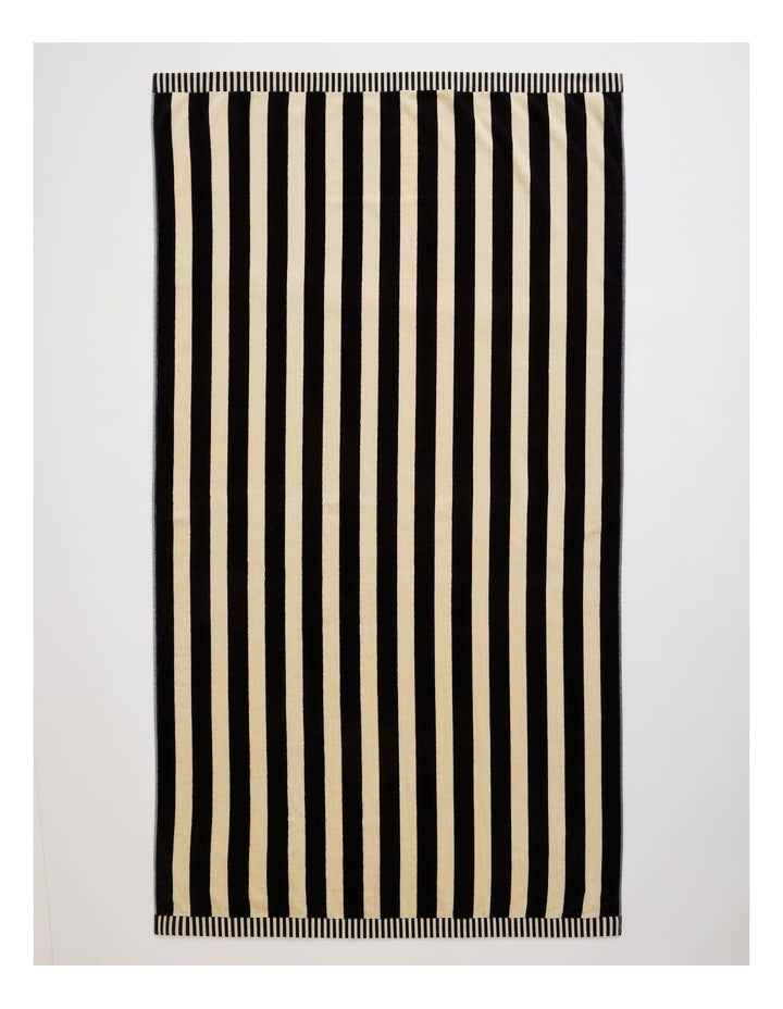Reverse Stripe Terry Beach Towel in Black