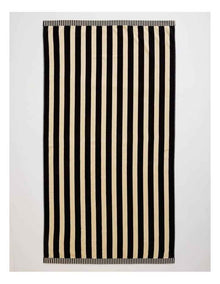 Reverse Stripe Terry Beach Towel in Black