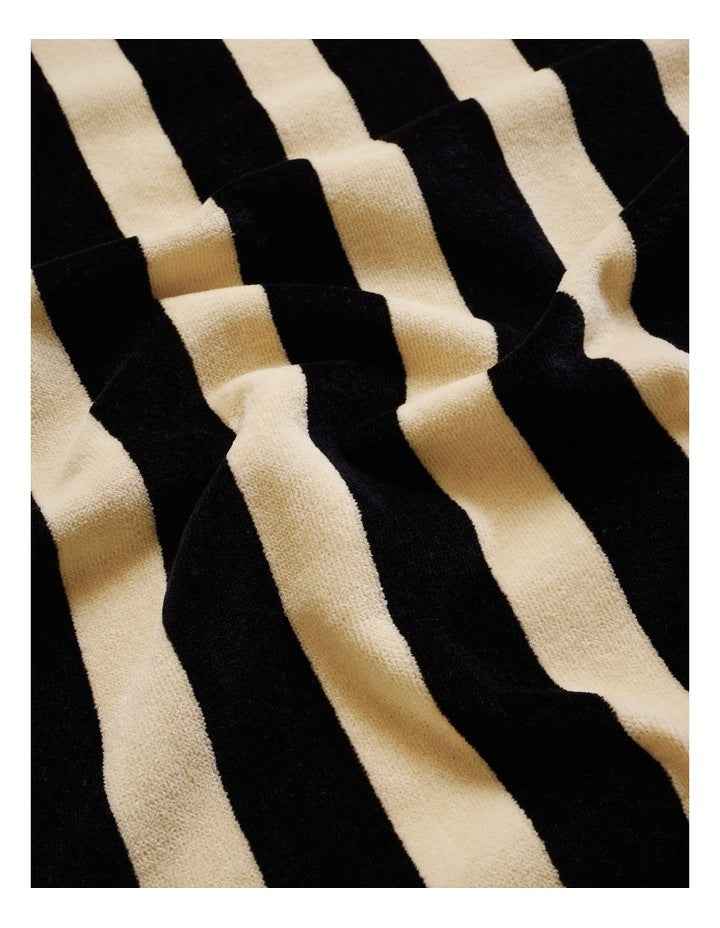 Reverse Stripe Terry Beach Towel in Black